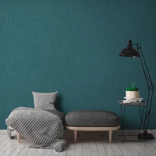 Chambre avec revêtement mural teal